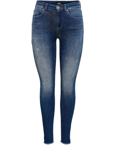 ONLY Jeans ONLBLUSH LIFE MID SK ANK RAW REA811 - Blau