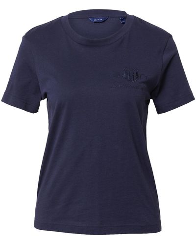 GANT T-Shirt (1-tlg) Stickerei, Weiteres Detail - Blau