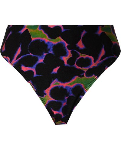 TOPSHOP – e bikinihose mit verwischtem tierfellmuster, hohem bund und hohem beinausschnitt - Schwarz