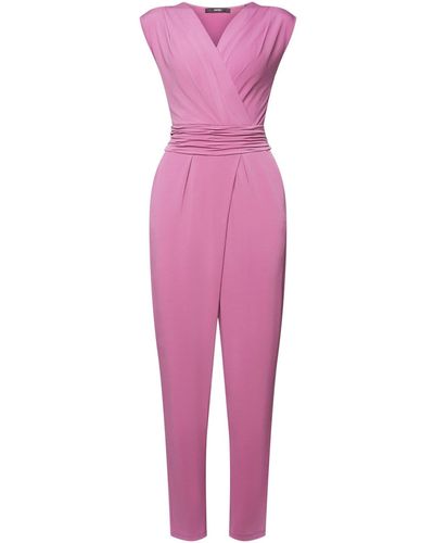 Esprit Overall Ärmelloser Jumpsuit mit Ausschnitt in Wickel-Optik - Pink