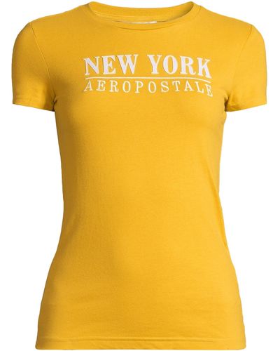 Aéropostale T-shirt 'july new york' - Gelb