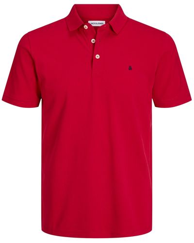 Jack & Jones Poloshirt Polo Shirt JJEPAULOS Sommer Hemd Kragen Pique Cotton (1-tlg) 3613 in Rot-2