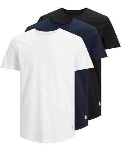 Jack & Jones T-Shirt JJENOA 3er PACK (1-tlg) aus Baumwolle - Blau