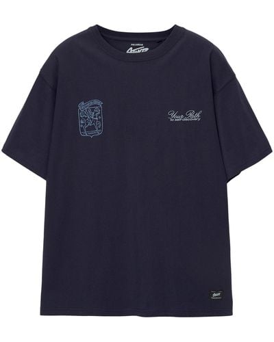 Pull&Bear T-shirt 'path to self discovery' - Blau