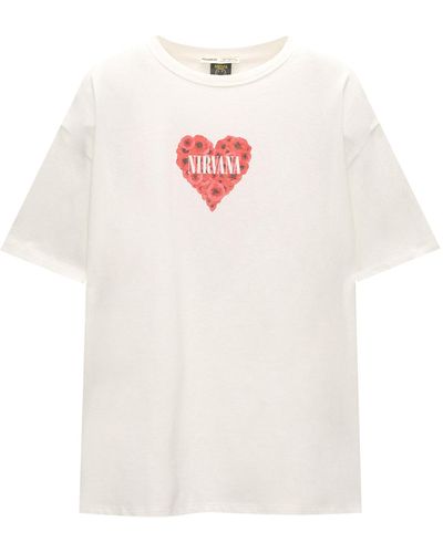 Pull&Bear T-shirt 'nirvana' - Weiß
