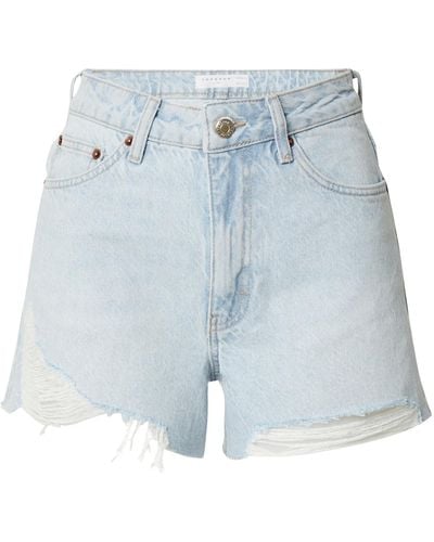 TOPSHOP – ausgebleichte mom-jeansshorts mit a-linien-schnitt und zierrissen - Blau