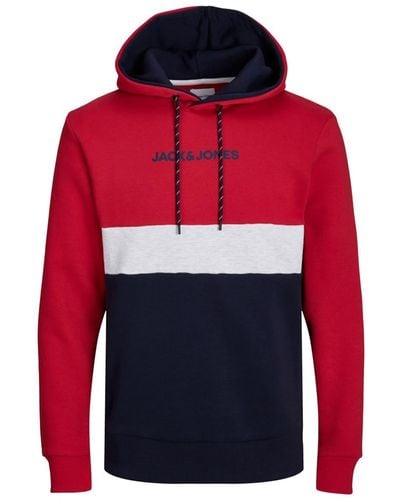 Jack & Jones Kapuzensweatshirt JJEREID BLOCKING SWEAT HOOD NOOS - Rot