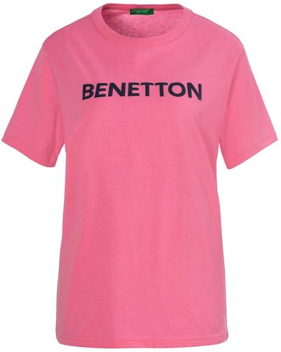 Benetton United Colors of T-Shirt mit Benetton Aufdruck - Pink