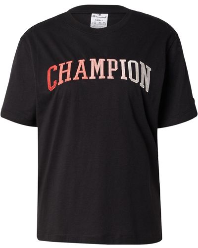 Champion T-Shirt (1-tlg) Stickerei - Schwarz