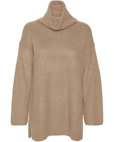 Vero Moda Rollkragenpullover VMSAYLA LS OVERSIZE COWLNK PULLOVER BOO - Natur