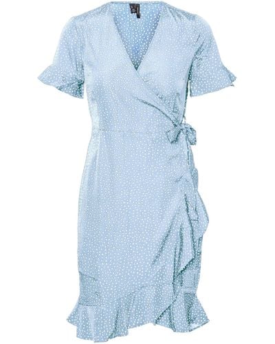 Vero Moda Kleid VMHENNA WRAP Regular Fit - Blau