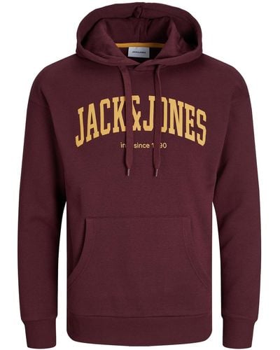 Jack & Jones & Kapuzenpullover Hoodie Kapuzen-Pullover JJEJosh Känguru Sweater - Rot