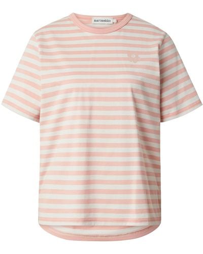 Marimekko T-shirt 'tasaraita' - Pink