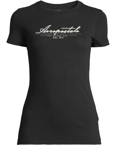 Aéropostale T-shirt 'july' - Schwarz