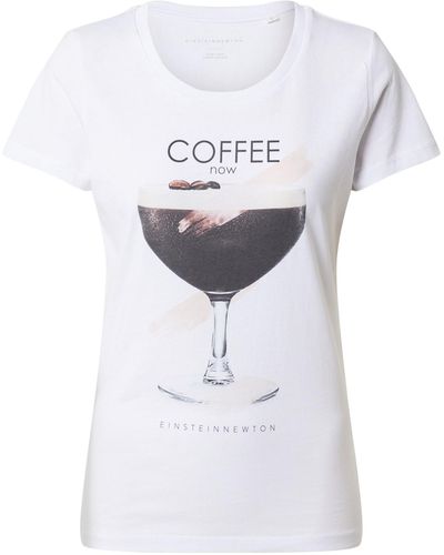 EINSTEIN & NEWTON T-shirt 'coffee now' - Weiß