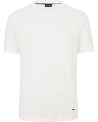 Joop! T-Shirt Leinenmix-T-Shirt in Beige-Grau - Weiß