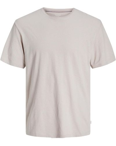 Jack & Jones T-Shirt JJESUMMER LINEN TEE SS O-NECK LN - Weiß