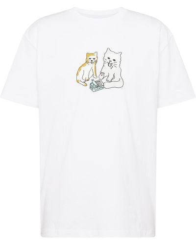 CLEPTOMANICX T-shirt 'cats' - Weiß