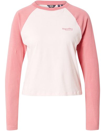 Superdry Langarmshirt (1-tlg) Plain/ohne Details - Pink
