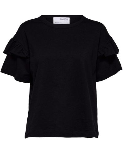 SELECTED T-shirt 'rylie' - Schwarz