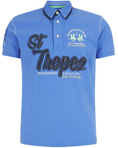 La Martina St Tropez French Riviera Polo Shirt - Blue