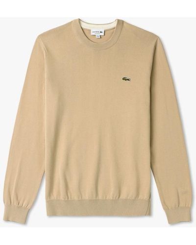 Lacoste Knitted Cotton Jumper - Natural