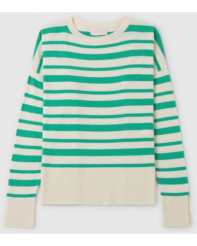 iBlues Wanda Boxy Striped Sweater - Green