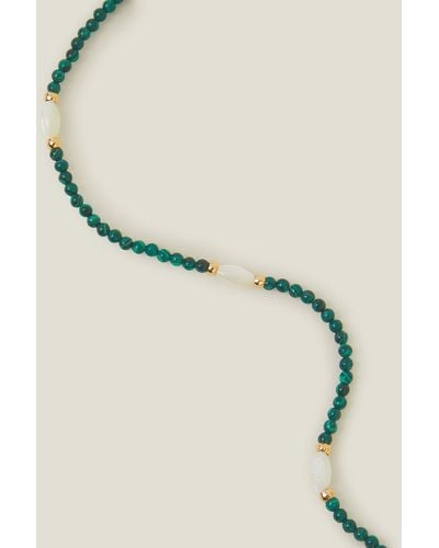 Accessorize Green 14ct Gold-plated Pearl Station Necklace - Metallic