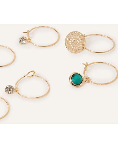 Accessorize Women's Gold Filigree And Stone Hoop Earring Set - Metallic