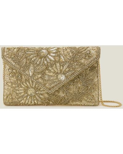 Accessorize Women's Gold Tara Hand-beaded Clutch Bag - Natural