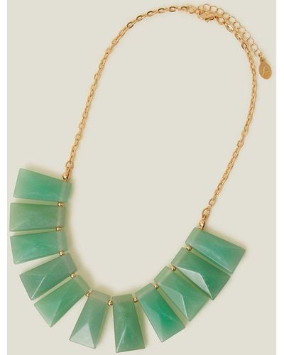 Accessorize Women's Gold Resin Fan Necklace - Green