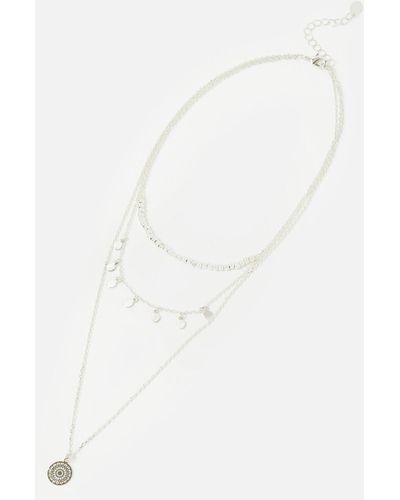 Accessorize Women's Silver Brass Filigree Multirow Necklace - Multicolour