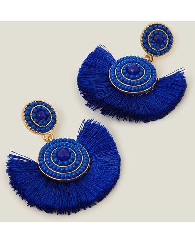 Accessorize Women's Blue Beaded Fan Earrings