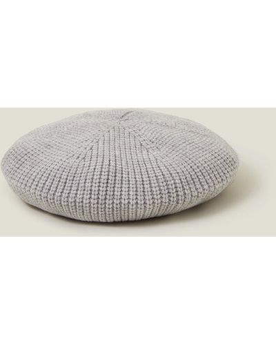 Accessorize Women's Ribbed Knit Beret Grey - White