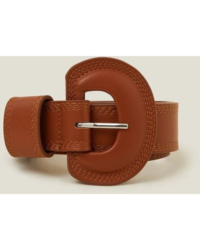 Accessorize Women's Stitch Detail Belt Tan - Brown