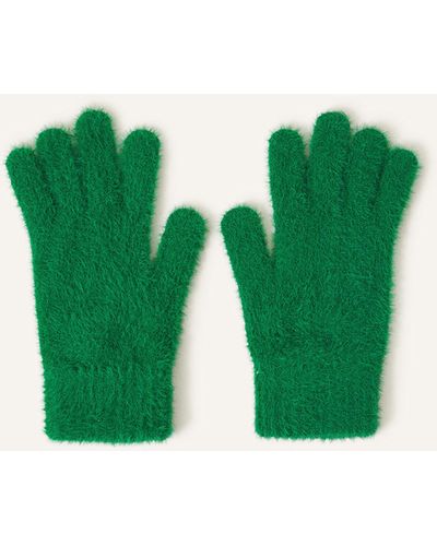Accessorize Women's Super-stretch Fluffy Knit Gloves Green - Multicolour