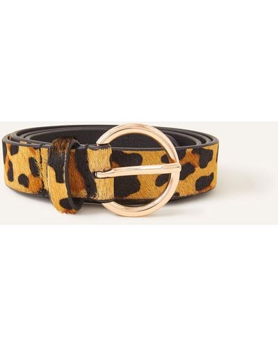 Accessorize Women's Brown And Black Stylish Animal Print Leather Belt - Natural