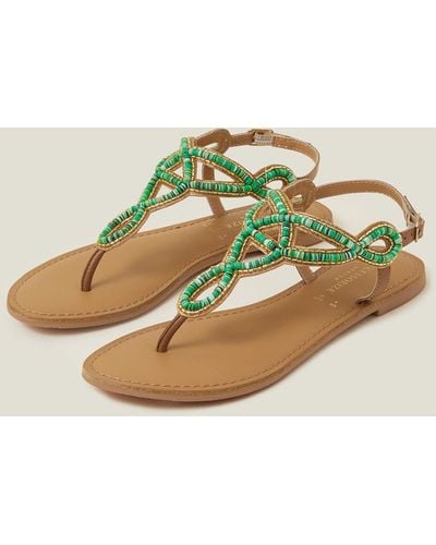 Accessorize Women's Brown/green Beaded Cut-out Sandals Green