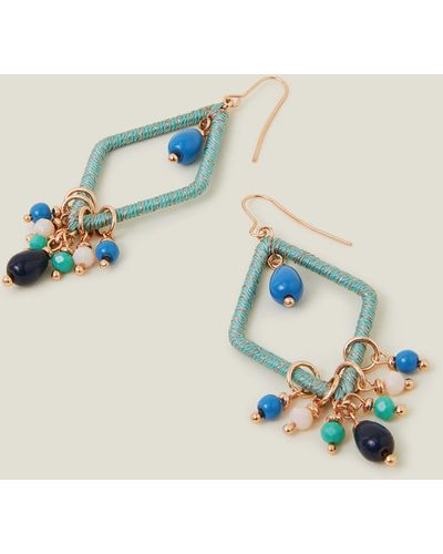 Accessorize Women's Green Diamond Wrapped Earrings - Blue