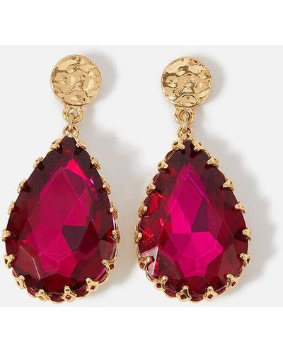 Accessorize Women's Gold And Red Glass Willow Fancy Gem Statement Earrings