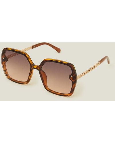 Accessorize Brown Flat Lense Chain - Natural
