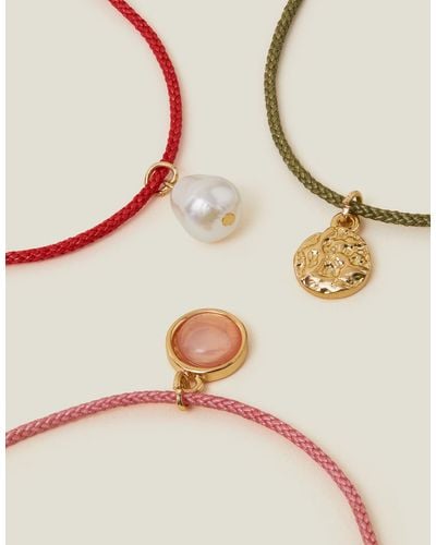Accessorize Pink 3-pack Coin Friendship Anklets - Natural