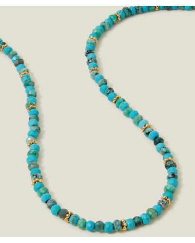 Accessorize Women's 14ct Gold-plated Beaded Necklace - Green