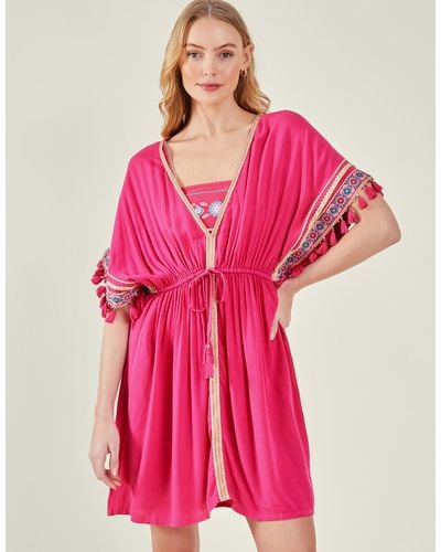 Accessorize Women's Embellished Beaded Tassel Kaftan Pink