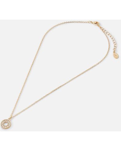 Accessorize Women's Gold Sparkle Circle Pendant Necklace - Metallic