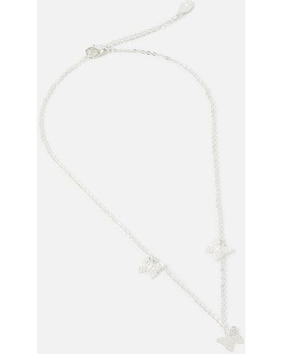 Accessorize Butterfly Charm Necklace - Metallic