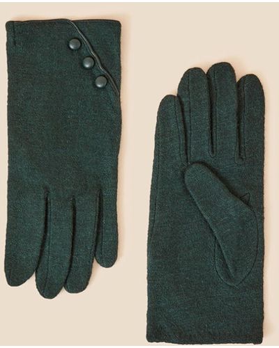 Accessorize Women's Green Luxurious Knitted Wool Button Gloves
