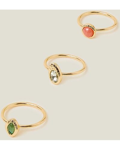 Accessorize Pastel Multi 3-pack Tiny Gem Rings - Natural