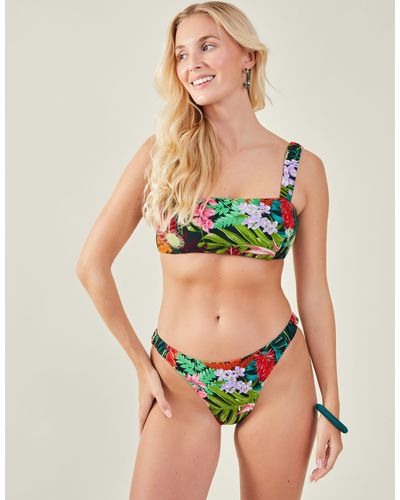 Accessorize Women's Brights Multi Jungle Crop Bikini Top - Green