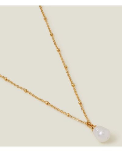 Accessorize 14ct Gold-plated Irregular Pearl Necklace - Natural